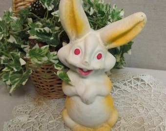 1940's-1950's Vintage Paper Mache Easter Bunny Rabbit Orange Smiling Figure