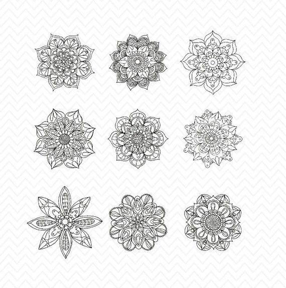 Download Hand Drawn Mandala flowers for Silhouette studio or Cricut