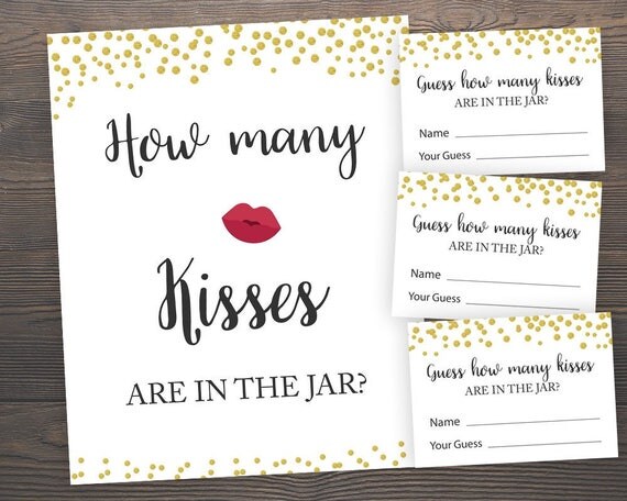 How many Kisses Sign Bridal Shower Games Guess How Many