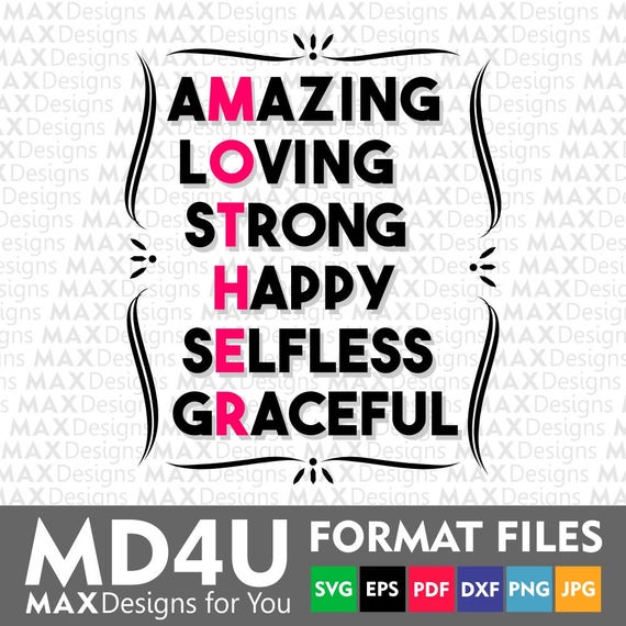 Download Items similar to Mother's Day Amazing Loving Strong Happy Mom SVG Vector File Png Dxf Jpg Eps ...