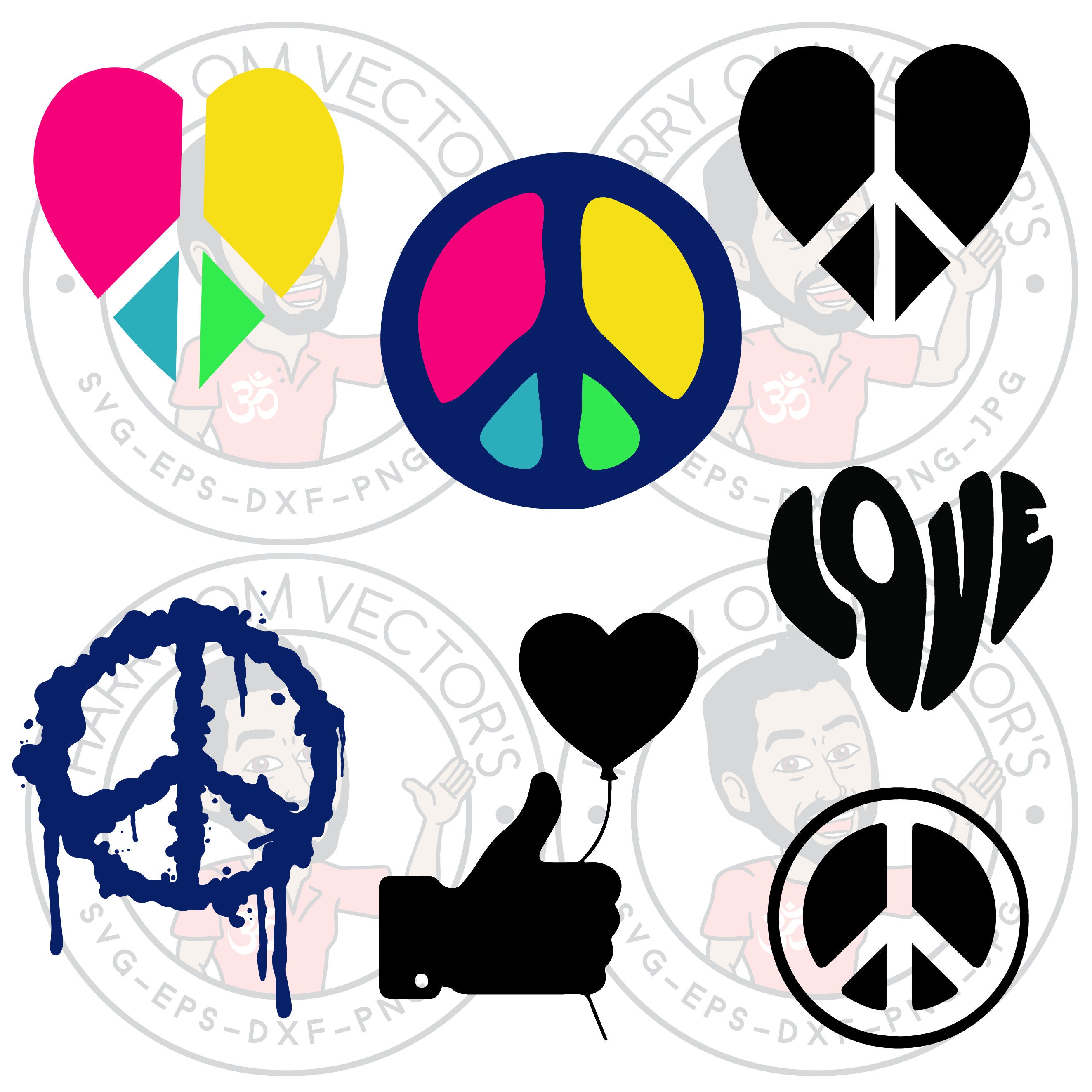 Download Peace & Love Vectors, Groovy Peace Vector, Love SVG, Thumb ...