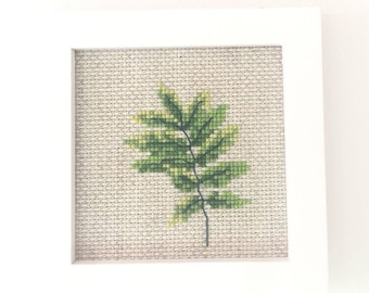 Green Leaf Cross Stitch Kit, modern cross stitch kit