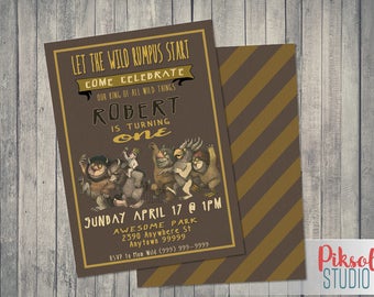 Where the Wild Things Are Invitation, 5x7 or 4x6, Wild Rumpus Birthday digital invitation