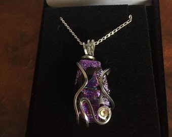 Deep Purple dichroic glass & sterling silver necklace