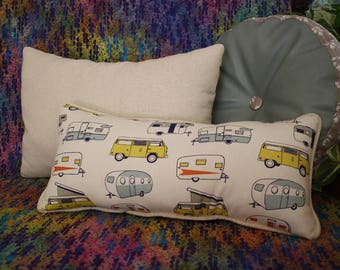Hippie Van Retro Lumbar Pillow, Decorative Long Pillow
