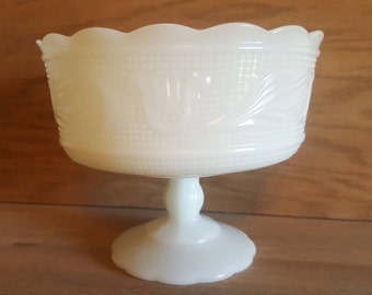 1960's E.O. Brody Vintage Milk Glass Footed Candy Dish / Serving Bowl