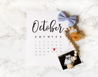 Baby Annoncement Calendar, Baby Announcement Ideas, Digital Download, Baby Due Date Calendar Printable