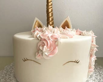 Fondant Unicorn horn and ears Cake topper Set - Unicorn Cake Topper