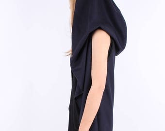 Hooded Wool Coat / Wrap Wool Coat / Loose Coat / Unisex / Plus Sizes / Wrap Coat