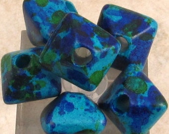 Greek Ceramic Oxyhedron Beads, 12 mm, Aegean Mix, 6 Pieces M293