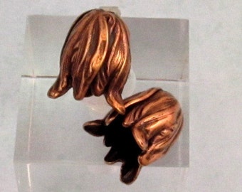 Flower Bead Cap, Small, Antique Copper, 2 Pc. AC161