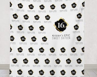 Sweet 16 Step and Repeat Backdrop, Sweet 16 Party backdrop, Sweet 16 Step and Repeat Banner, Sweet sixteen 16 party decor / H-T03-TP AA3