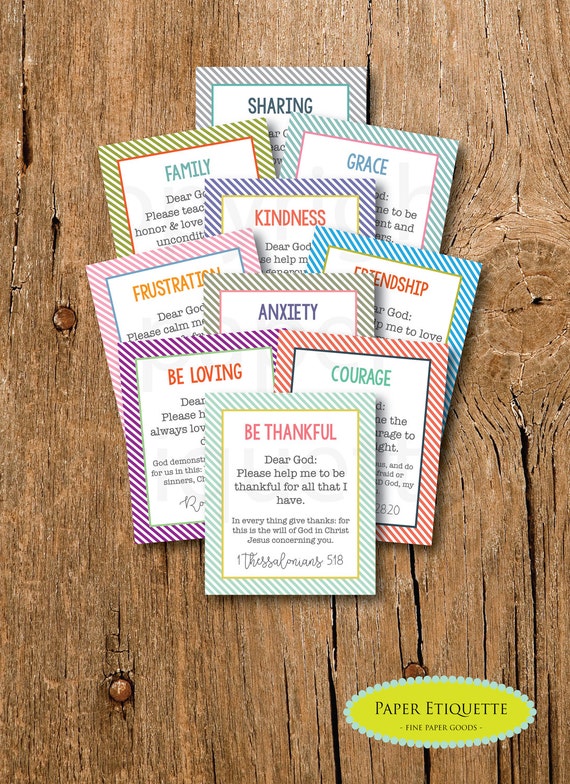 Children's Prayer Cards 40 Christian Prayer Cards for