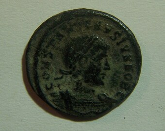 Authentic Roman Coin of Constantine II, Reverse; Soldiers at standard 316-340 A.D.