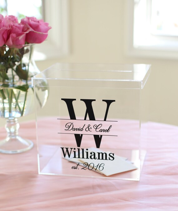 Personalized Wedding Card Box Clear Acrylic Monogrammed With