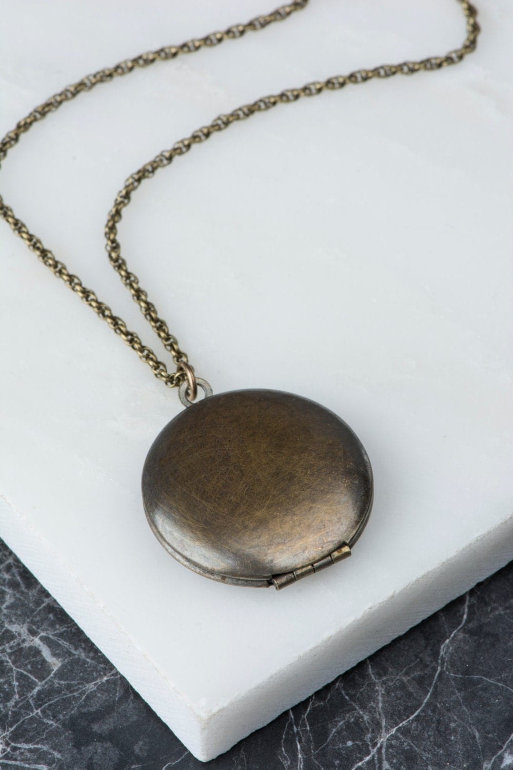 Dark Locket Simple Necklace Brass Antique Locket by FreshyFig