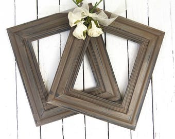 French Cottage Frames, Vintage Frames, Rustic Frames, Cocoa Brown Wood Frames, Shabby Cottage Decor, 8x10 Frames, Weathered Wall Frames