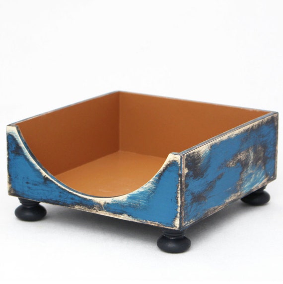 NAPKIN Holder Wooden Napkin Blue Mustard 8 Inch NAPKIN Holder Wooden Napkin Blue Mustard 8 Inch