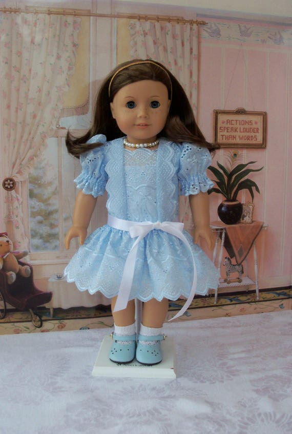 SUPER SATURDAY SALE! Delicate Eyelet Dress,Necklace and Full Sip / Clothes that fit American Girl or other 18" Doll