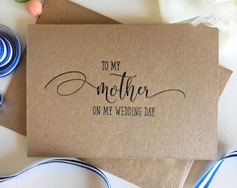 To My Mother On My Wedding Day Card, To My Mother Card, Mother Of The Bride Card, Brides Mother, Grooms Mother, Rustic Wedding, Mom Gift