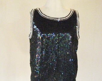 Jewel Queen Iridescent Slouchy Tank Top Glam