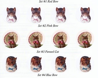 Cat Stickers | Envelope Seals | Bows and Butterflies | Set of 8 Indv or 20 1.5 inch Seals | Set No. 3