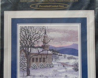 Cross My Heart | CHURCH IN The SNOW | Counted Cross Stitch Kit