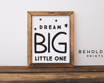 Nursery Wall Art, Dream Big Little One, Nursery Print, Minimalist Nursery, Baby boy nursery, Baby Room Wall Art, Dream Big, Nursery Print