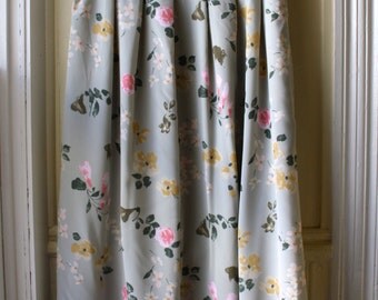 Women's Vintage Floral Print Maxi Skirt / Pleated skirt in mint green, pink, & white /Elaine Benes Skirt / Size small to medium