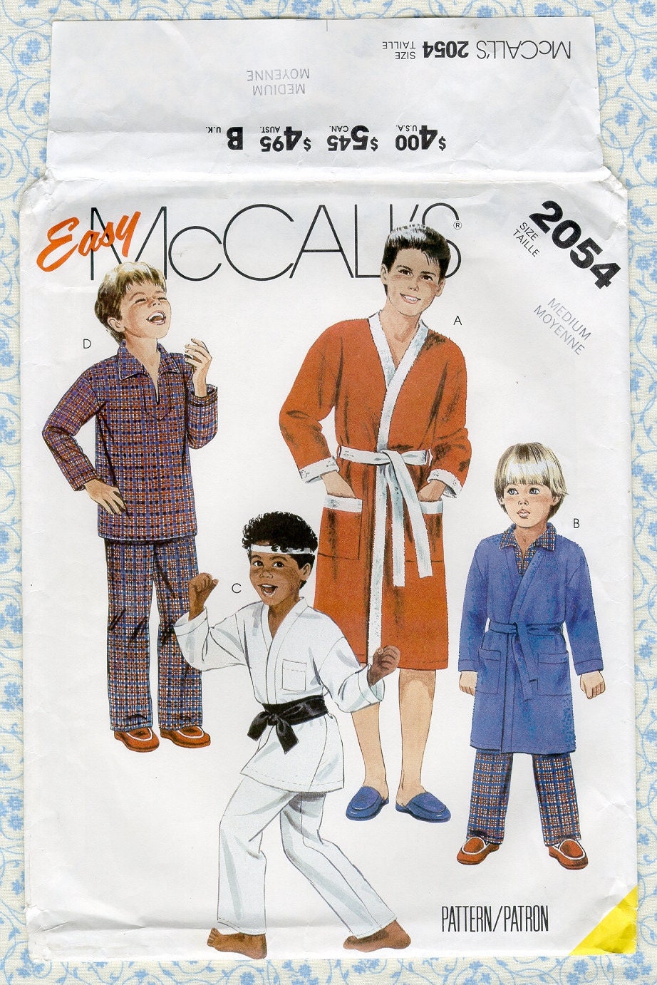 McCalls 2054 Kids Easy Robe Pajamas Trousers Patterns Karate Judo