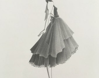 Fashion Sketch Illustration 1920s Art Deco Flapper