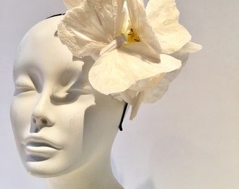 White Butterfly Headband- Diner en Blanc- White Fascinator- White Butterfly Headdress- Derby Fascinator- Wedding Headpiece- Butterfly Hat