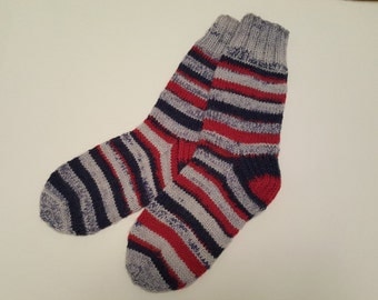 Hand Knitted Wool Socks - Colorful Wool Socks for Men -Mens Socks -Size Medium US W9,5-10,EU43
