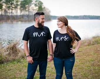 Mr and Mrs Shirts - Husband and Wife Shirts - Bride and Groom Shirts, Couples Shirts, Mr and Mrs, Mrs Shirt, Honeymoon Shirts, Couple Shirts