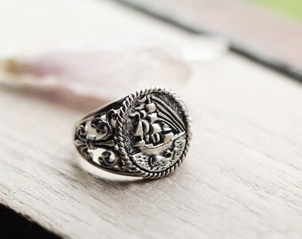 Rings for Men, La Vagabonde Ring, Nautical Ring, Mens Ring, Personalised Rings, Sterling Silver Ring, Ring for Man, Sailor Ring, Sailboat