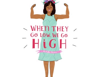 Michelle Obama Print - Hand-Illustrated