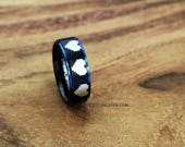 8MM LEGEND of ZELDA 8 Bit Hearts Black Interior With Blue Step Wedding Ring