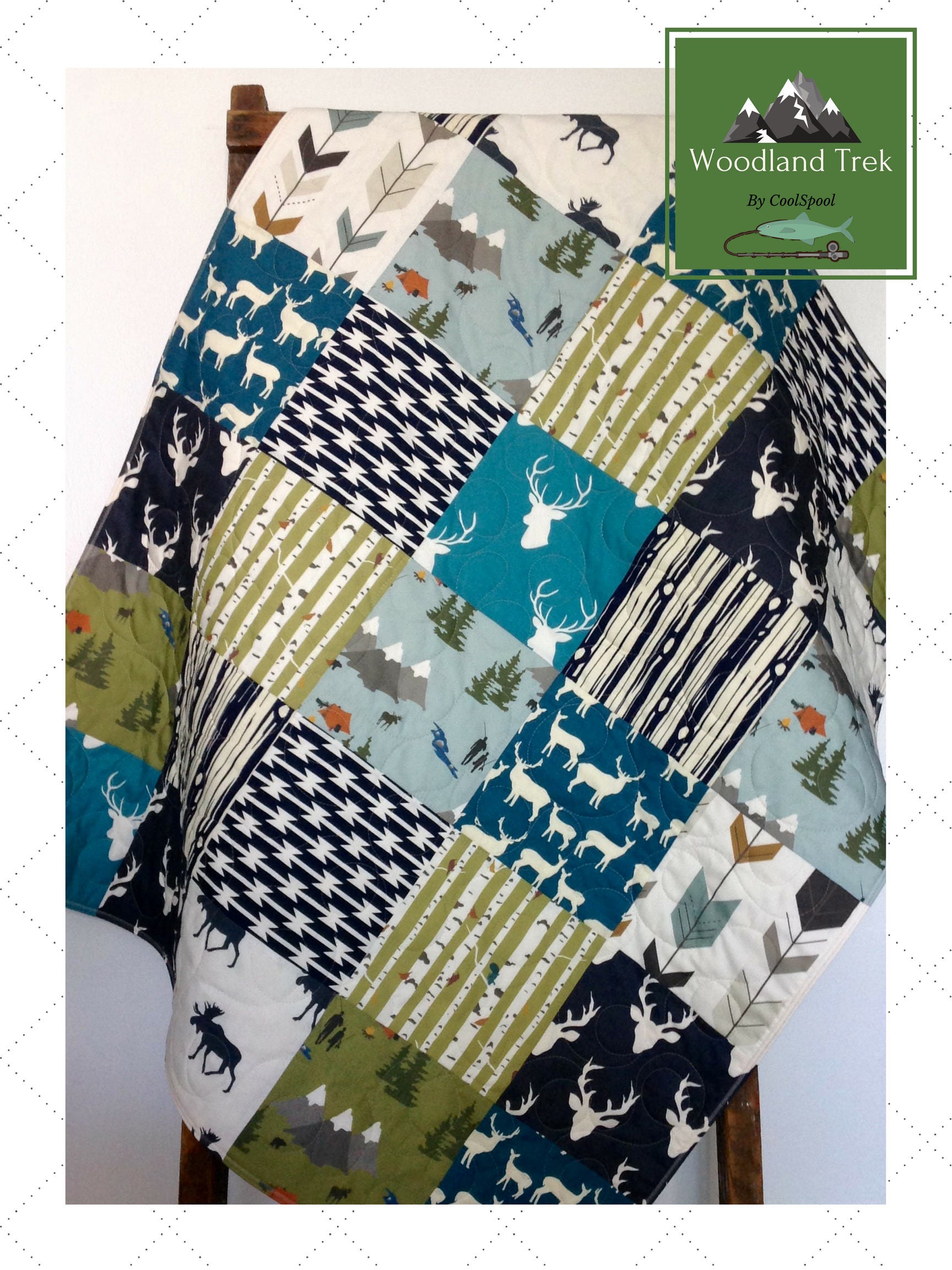 Baby Quilt Rustic Baby Bedding Woodland Baby Quilt Moose