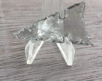 Clear glass side notch arrowhead for jewelry, collecting, cosplay by Primitive Notions A127