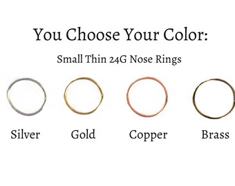 Nose Hoop, Small Nose Rings, Nose Ring, Thin Nose Ring, Nose Earring, Brass, Copper, Gold, Body Jewelry, Handmade, Colorado, Nose Earring