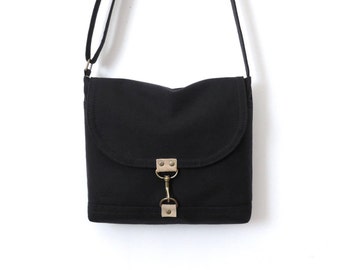 Canvas Satchel Bag Crossbody Purse Messenger Bag Small Black SALE