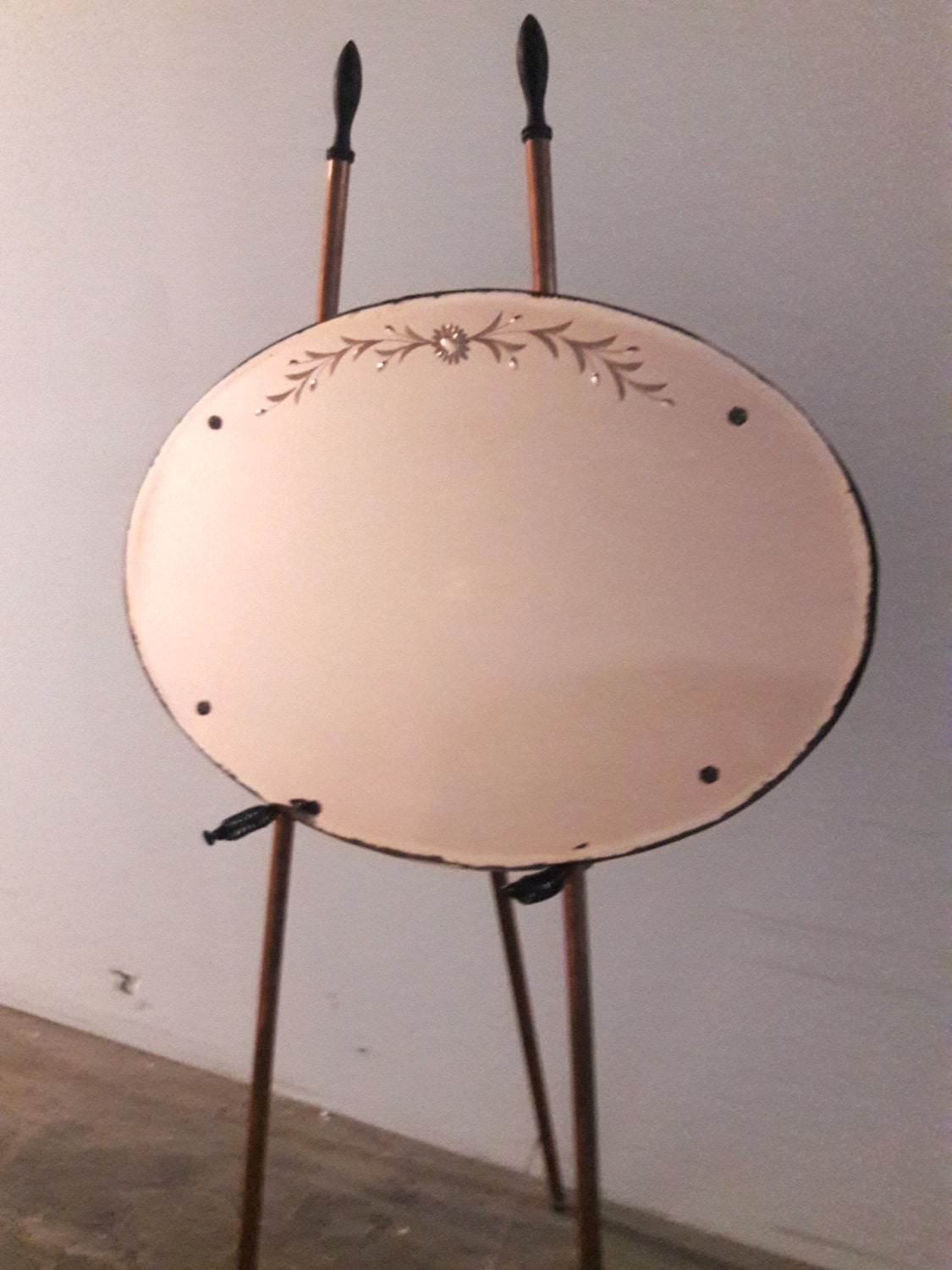 On SALE Antique Art Deco Pink Mirror Rose Colored Glass