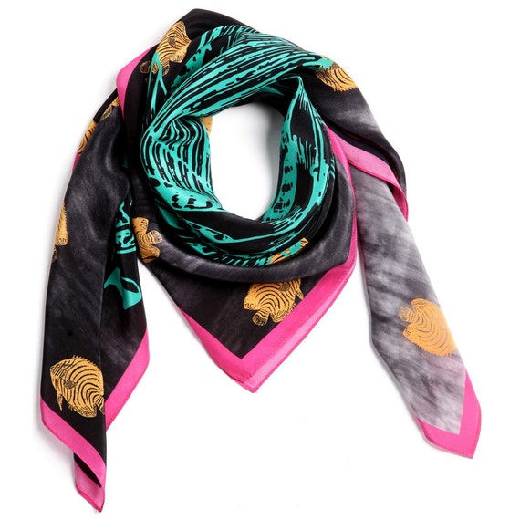 Designer Silk Scarf Printed Silk Scarf Square Luxury Silk