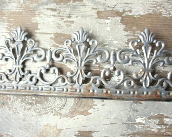 Metal lace ribbon tin filigree edging decorative trim for projects 3 feet rusty galvanized metal tape Ornate Wedding 3.25" wide