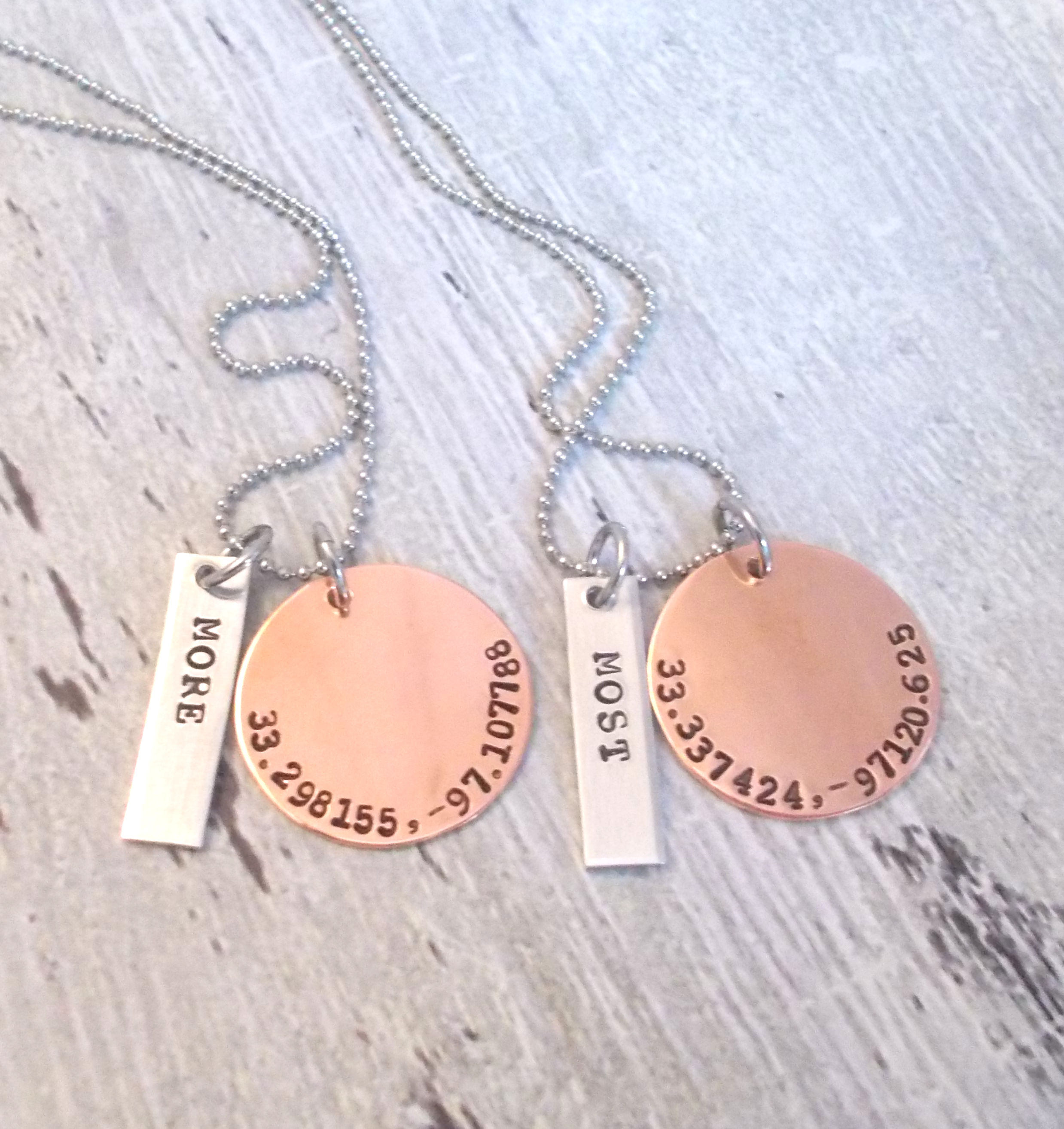 Personalized Couples Coordinates Necklace Set More Most