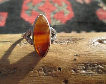 Carnelian and Sterling Silver Ring Size 6.5