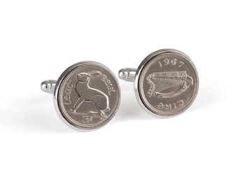 Irish Coin Cufflinks, 50th Birthday Cufflinks, 50th Birthday Ideas, 50th Birthday Gift for Men, 1967 Cufflinks, 1967 Birthday, Hare Cufflink