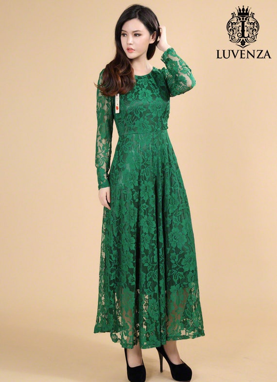 Green Lace Prom Dress