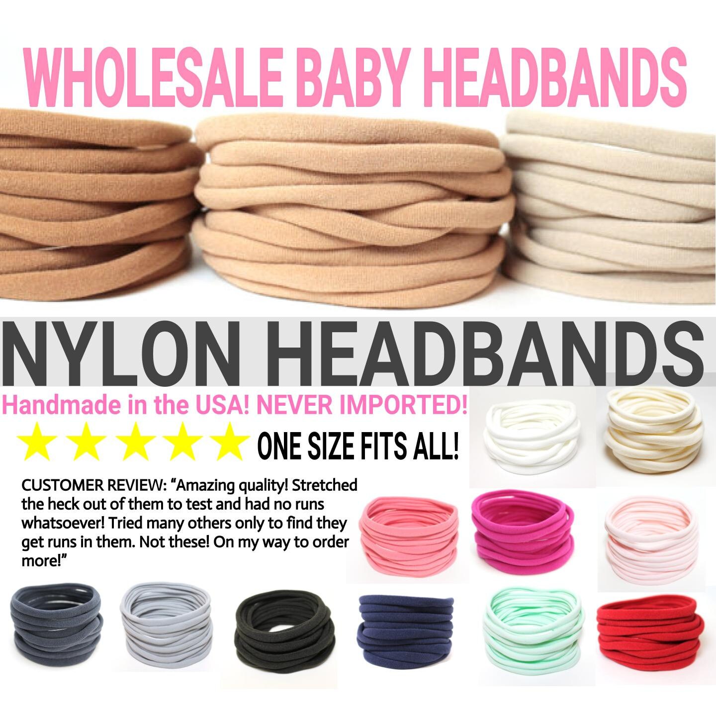 WHOLESALE Nylon Elastic Baby Headband / DIY by