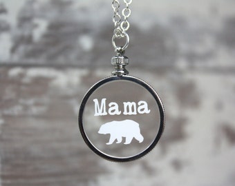 Mama Bear Necklace - Silver Necklace - Mom Necklace - Gifts For Her